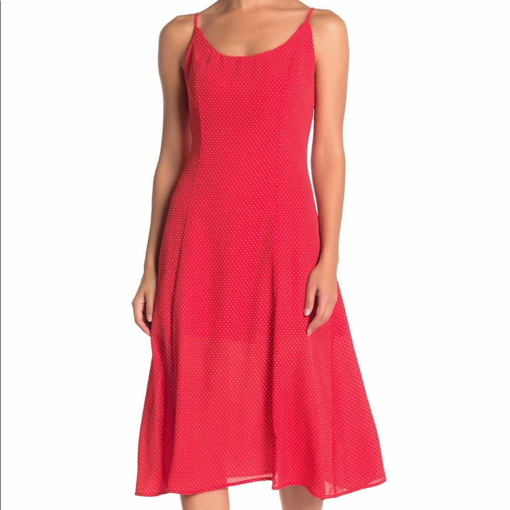 Red Polkadot Midi Dress